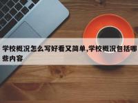 学校概况怎么写好看又简单,学校概况包括哪些内容